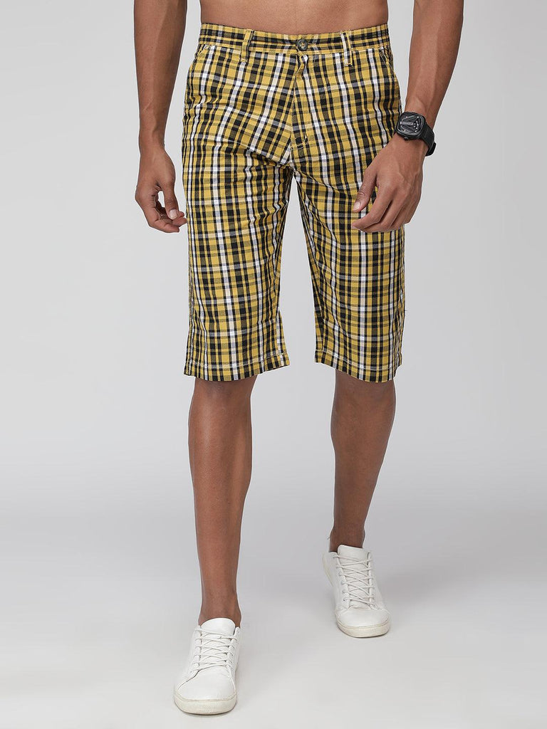 Sporto Men's Checkered Cotton Capri Shorts - Sporto by Macho