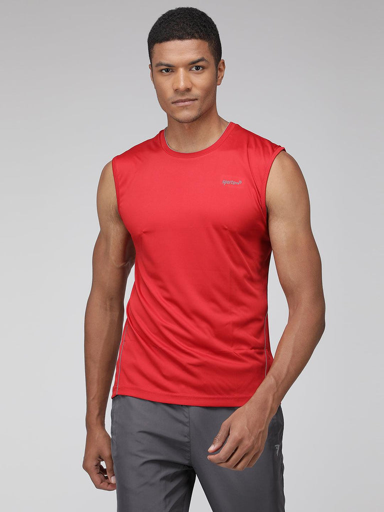 Sporto Men's Sleeveless Gym wear - Red - Sporto by Macho