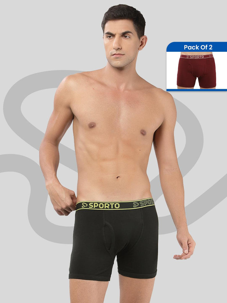 Sporto Men's Cotton Ribbed Long Trunk (Pack Of 2) - Sporto by Macho