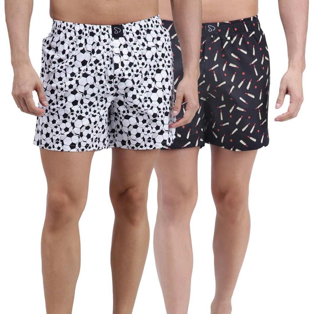Sporto Men's Printed Boxer Shorts (Pack Of 2) - White & Multi - Sporto by Macho