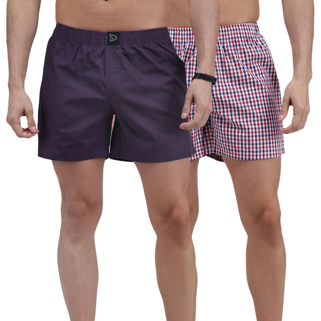 Sporto Men's Checkered Boxer Shorts (Pack Of 2) - Multi Color - Sporto by Macho