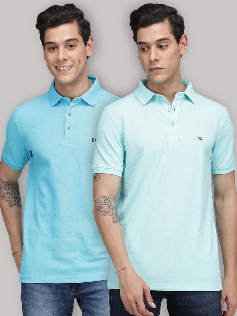 Sporto Men's Polo Cotton Rich Solid T-shirt Pack of 2