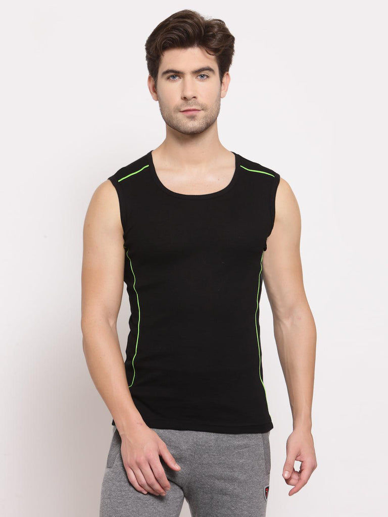 Men's Sleeveless Gym Vest Set of 2 (Black & Black Jaspe) - Sporto by Macho