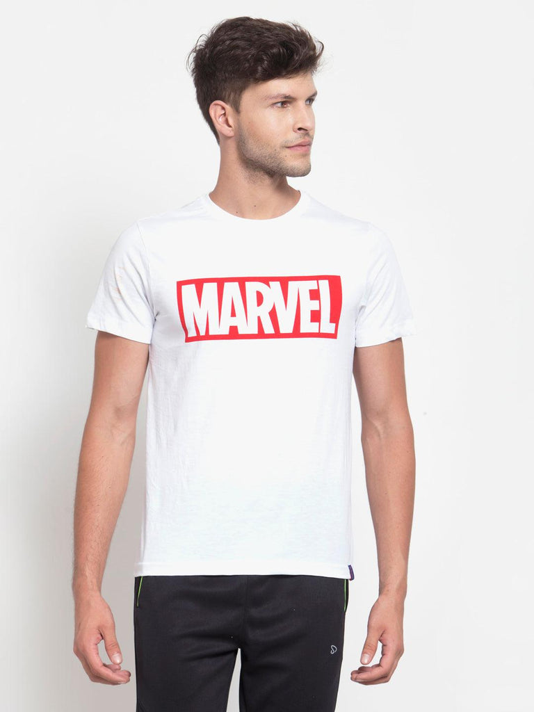Sporto Men's Marvel Logo Print T-Shirt - White - Sporto by Macho