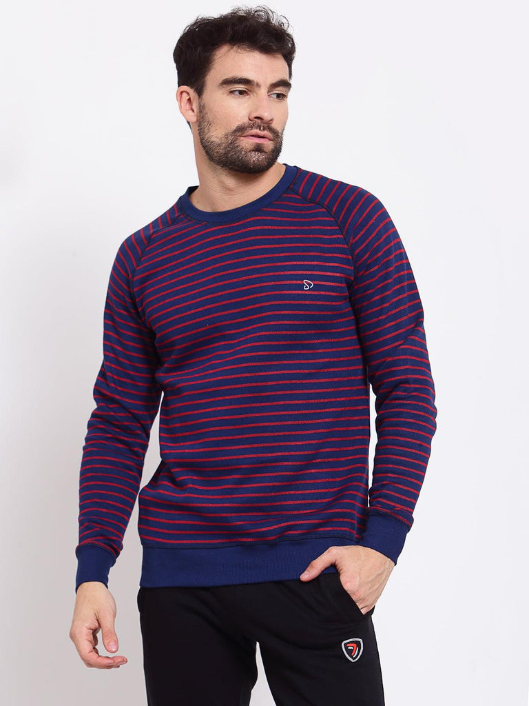 Sporto Men's Striped Sweatshirt - Navy & Burgundy - Sporto by Macho