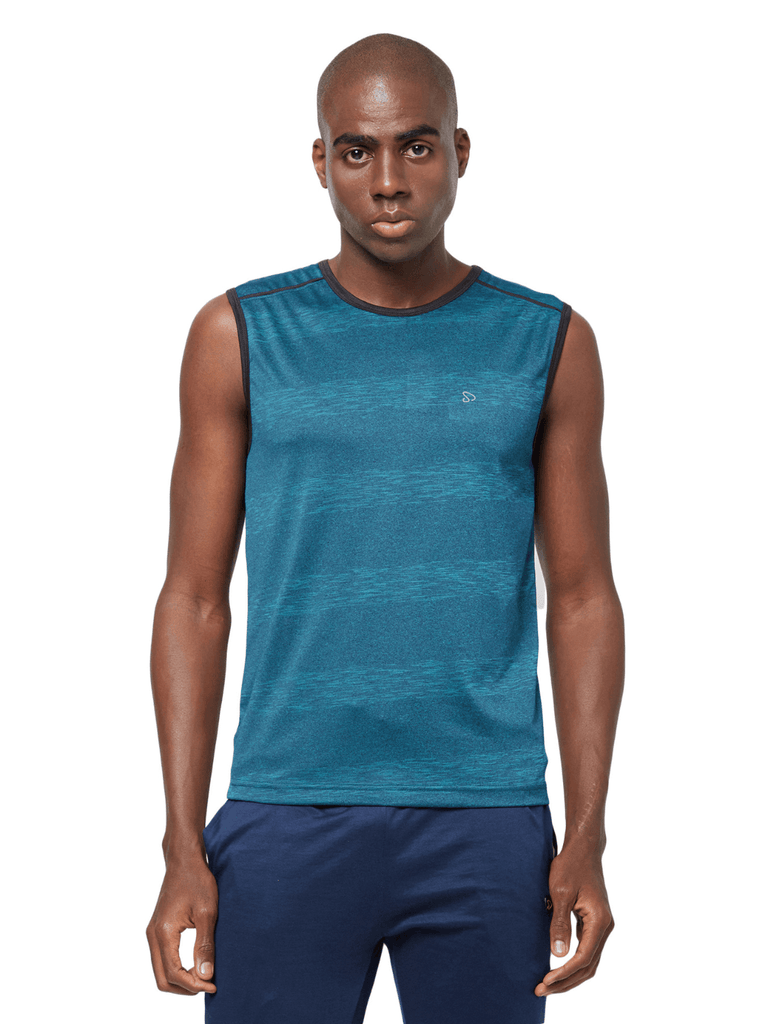 Sporto Men's Quick Dry Printed Sports T-Shirt - Turquoise Melange