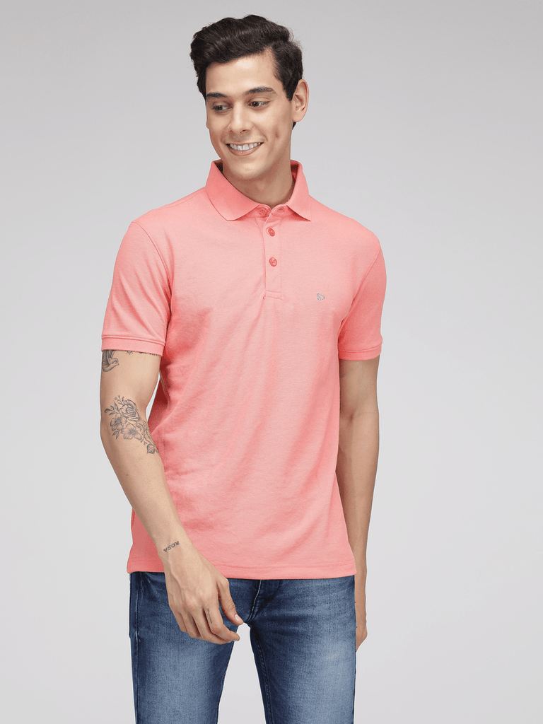 Sporto Men's Solid Polo T-Shirt shell Pink