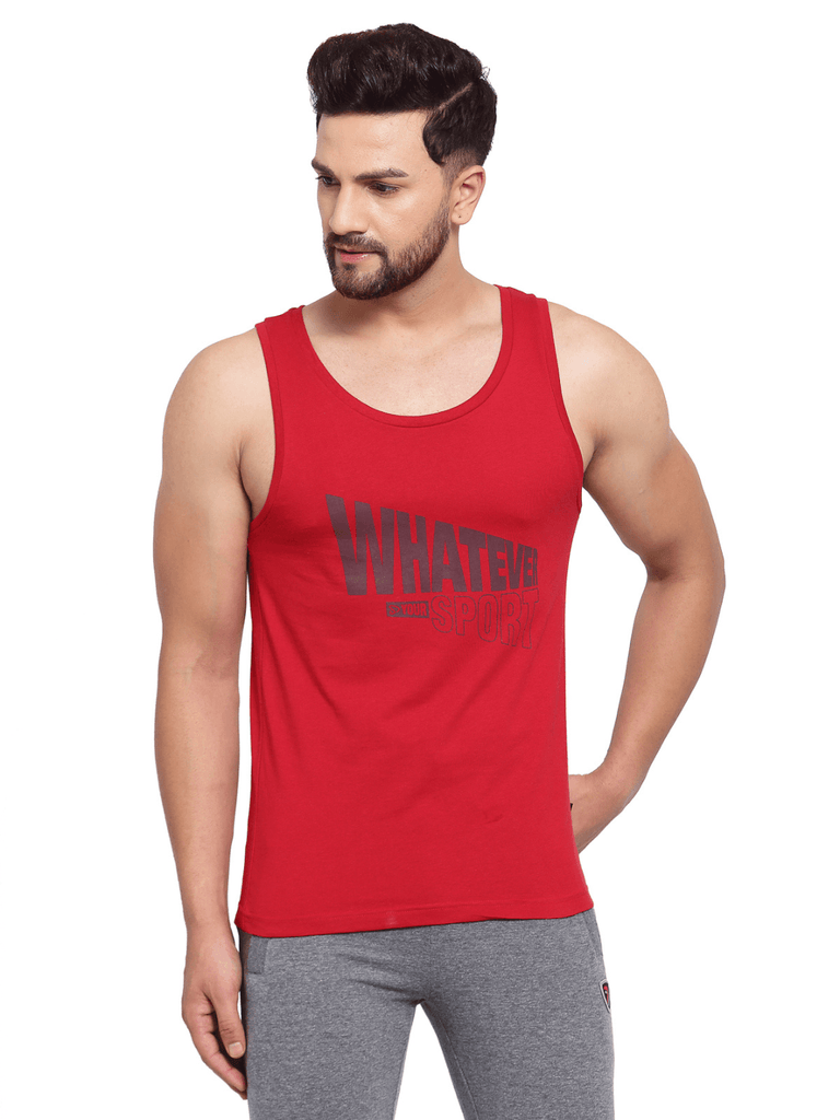 Men's Printed Gym Vest -Pack of 2 (Red & Blue) - Sporto by Macho