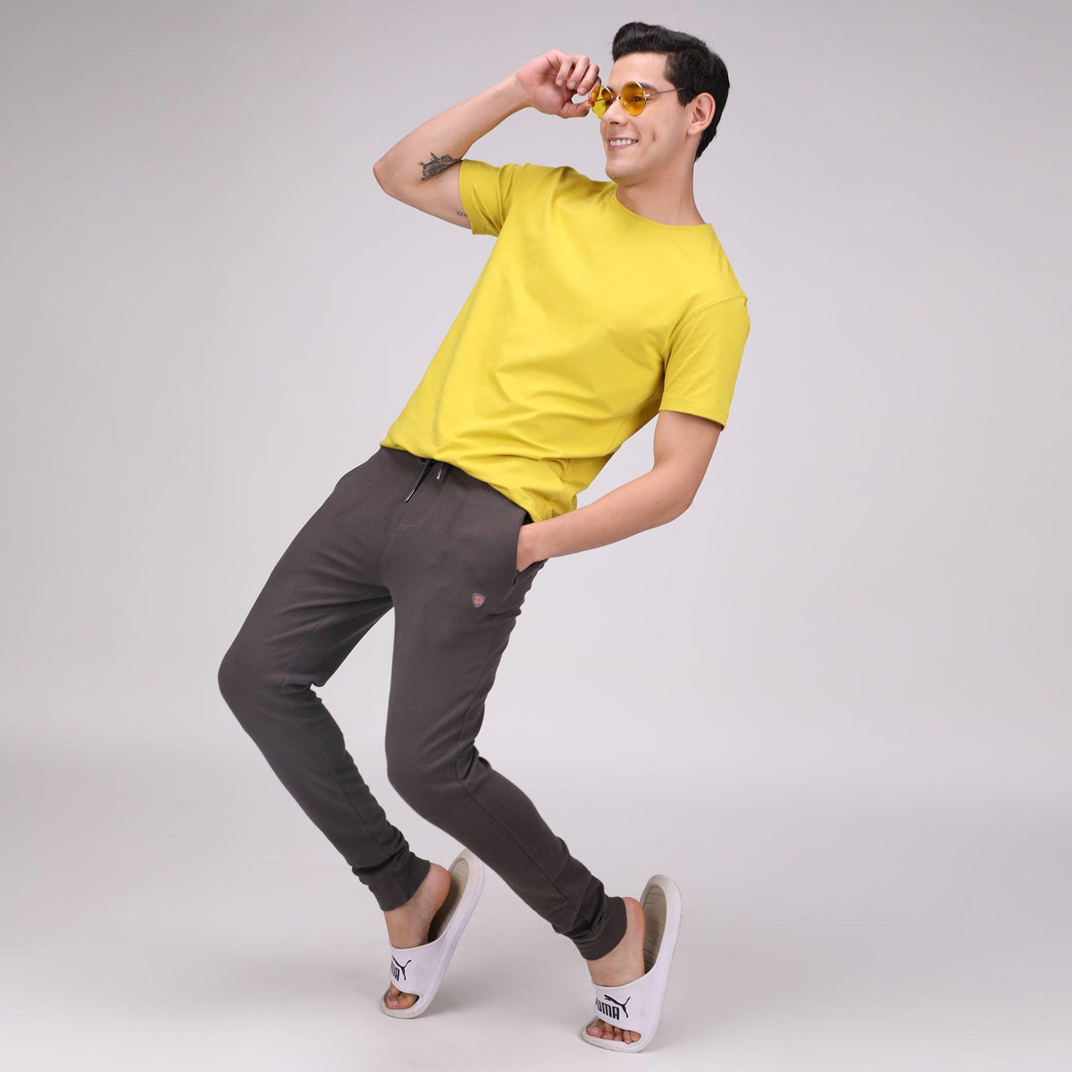 Round Neck Fluyid Cotton Rich, Solid Colour T-shirt Pack of 2