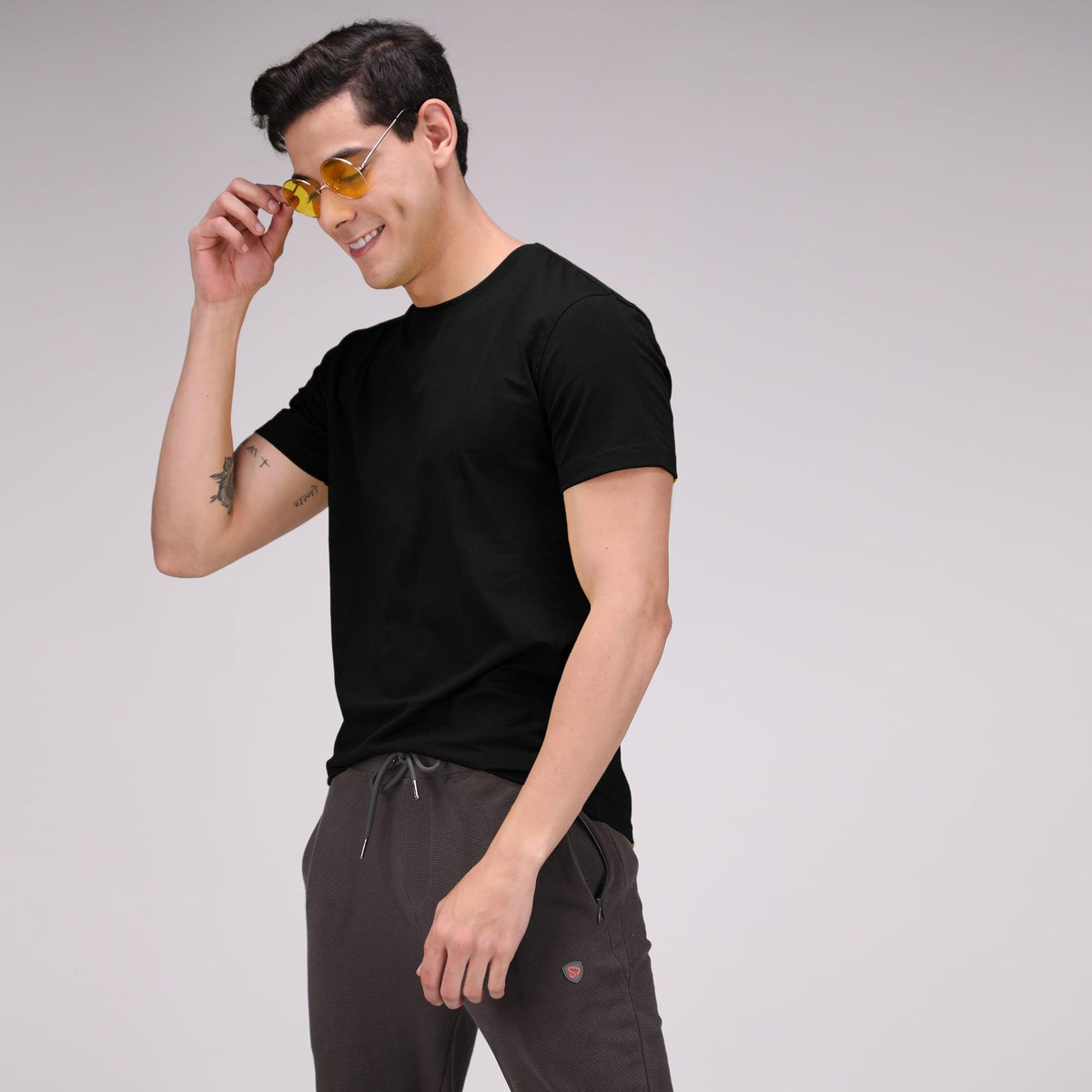 Round Neck Fluyid Cotton Rich, Solid Colour T-shirt Pack of 2