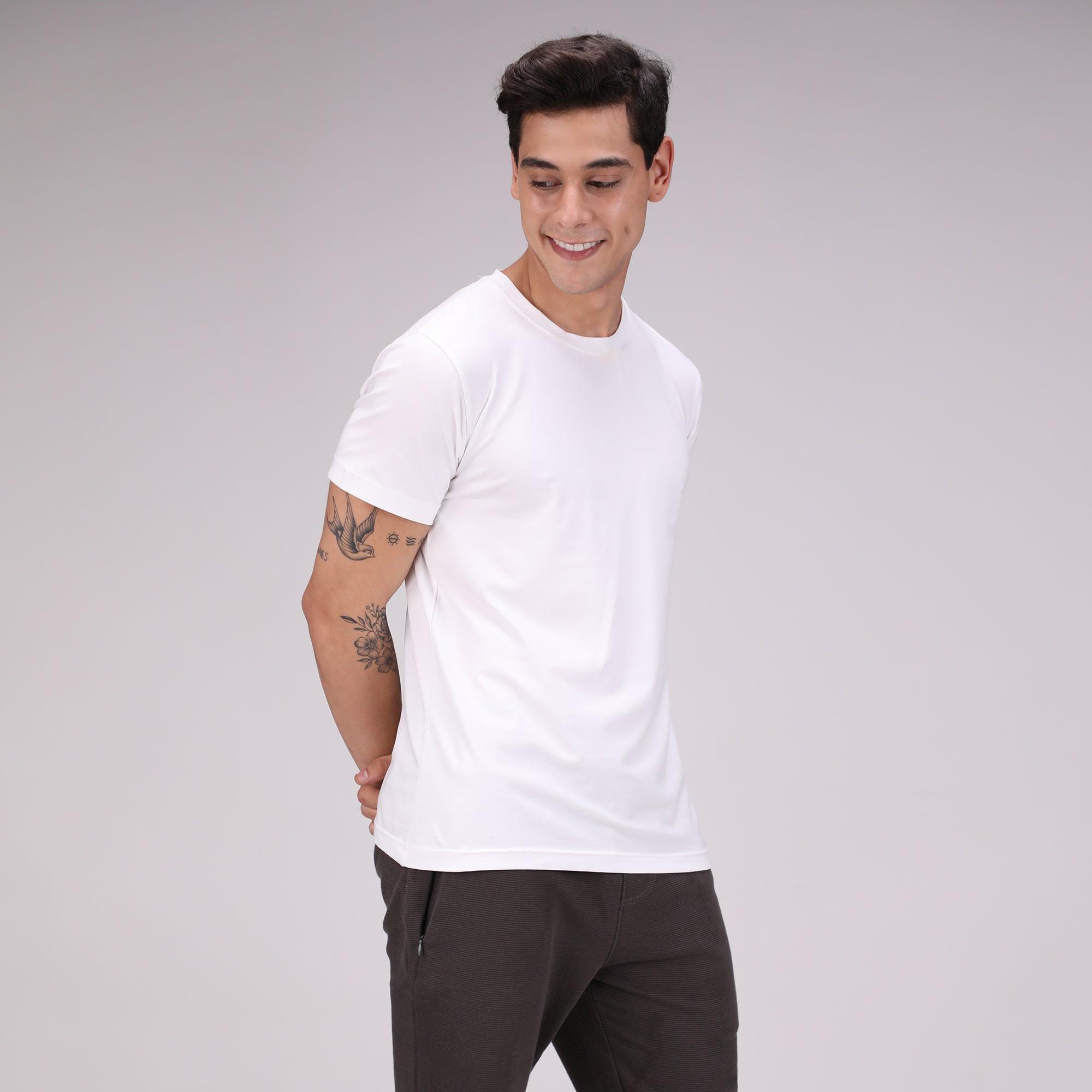 Round Neck Fluyid Cotton Rich, Solid Colour T-shirt Pack of 2