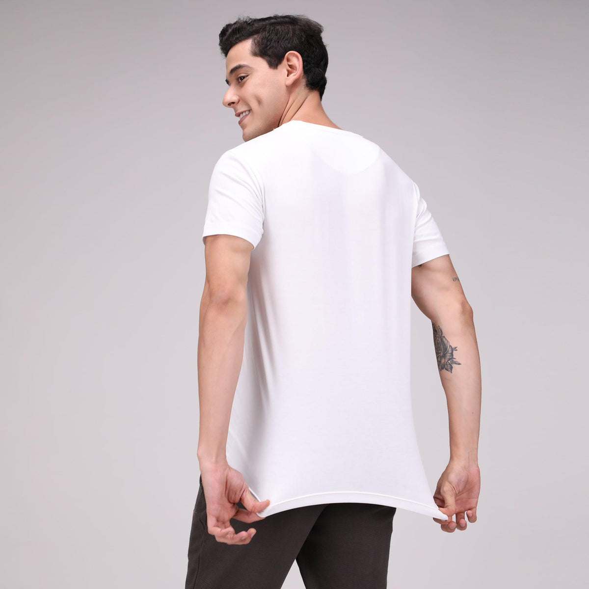 Round Neck Fluyid Cotton Rich, Solid Colour T-shirt Pack of 2