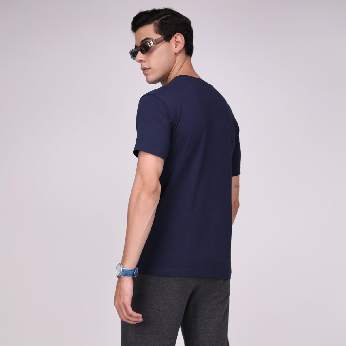 Round Neck Fluyid Cotton Rich, Solid Colour T-shirt Pack of 2