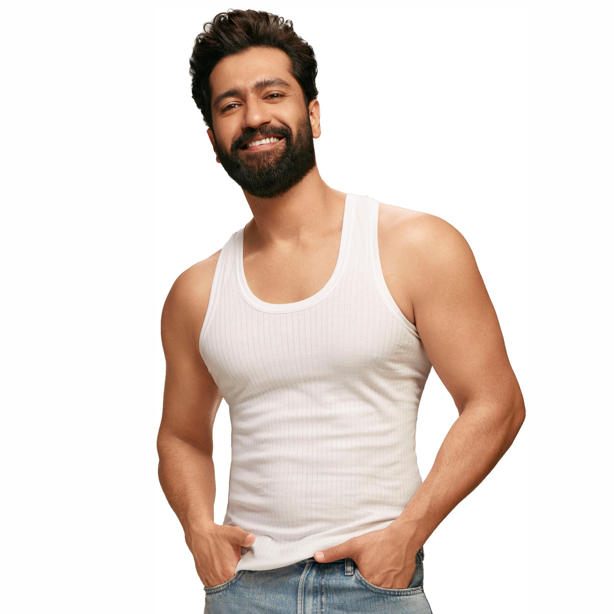 Sporto Men's Cotton White Parka Vest - Interlock Fabric (Pack Of 3)