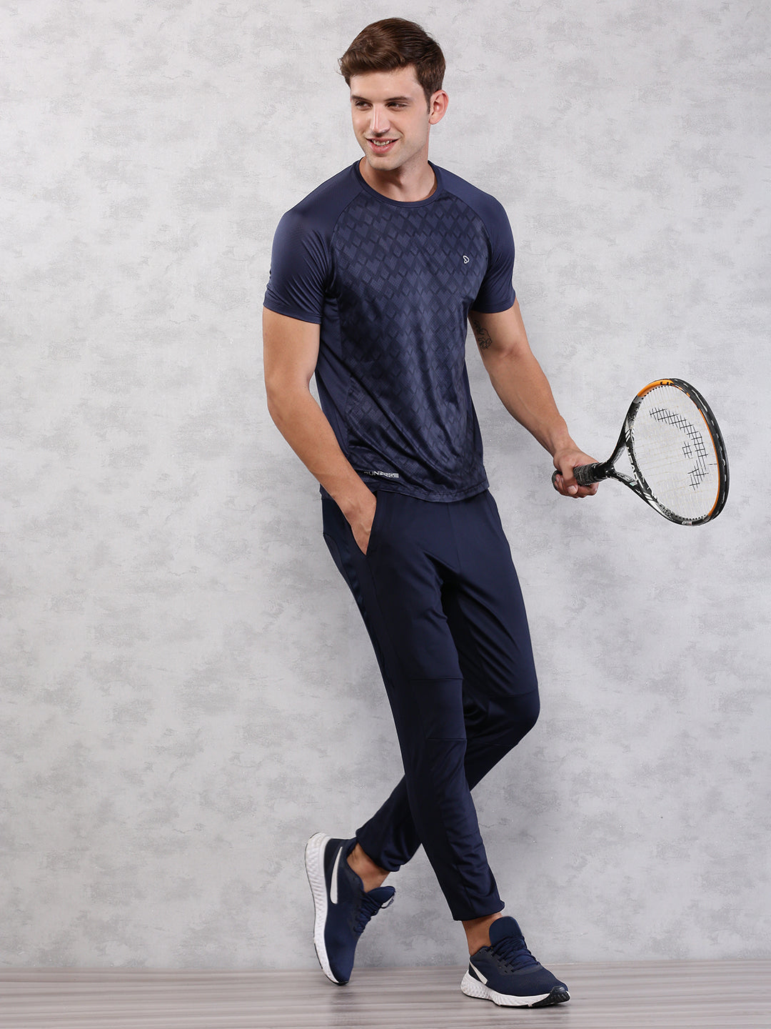 Instacool Printed Jersey Tee - Navy