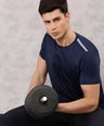 Sporto Men's Instacool Printed Round Neck Tee - Navy