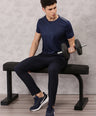Sporto Men's Instacool Printed Round Neck Tee - Navy