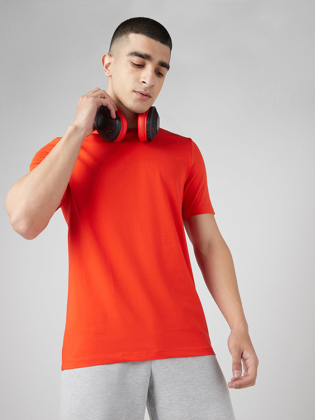 Sporto Men's Fluyid Cotton Round Neck T-shirt - Flame