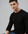 Sporto Men Slim fit Round Neck Full Sleeve T-Shirt - Black