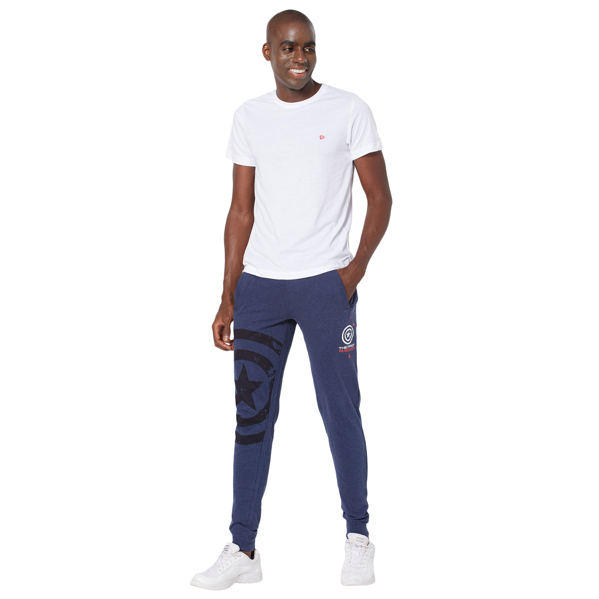Blue Cotton Bermuda with Zipper Pockets + White Solid T-Shirt Combo