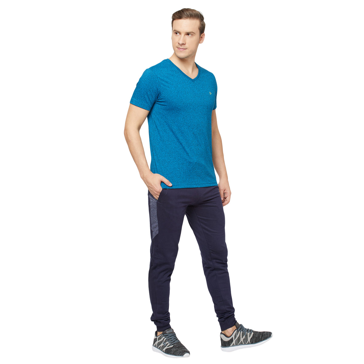 Cotton Blend Tees – Round & V-Neck (Sapphire Blue + Black)