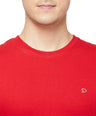 Blue Cotton Bermuda with Zipper Pockets + Red Solid T-Shirt Combo
