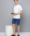 Blue Cotton  Bermuda with Zipper Pockets + Grey Solid T-Shirt Combo