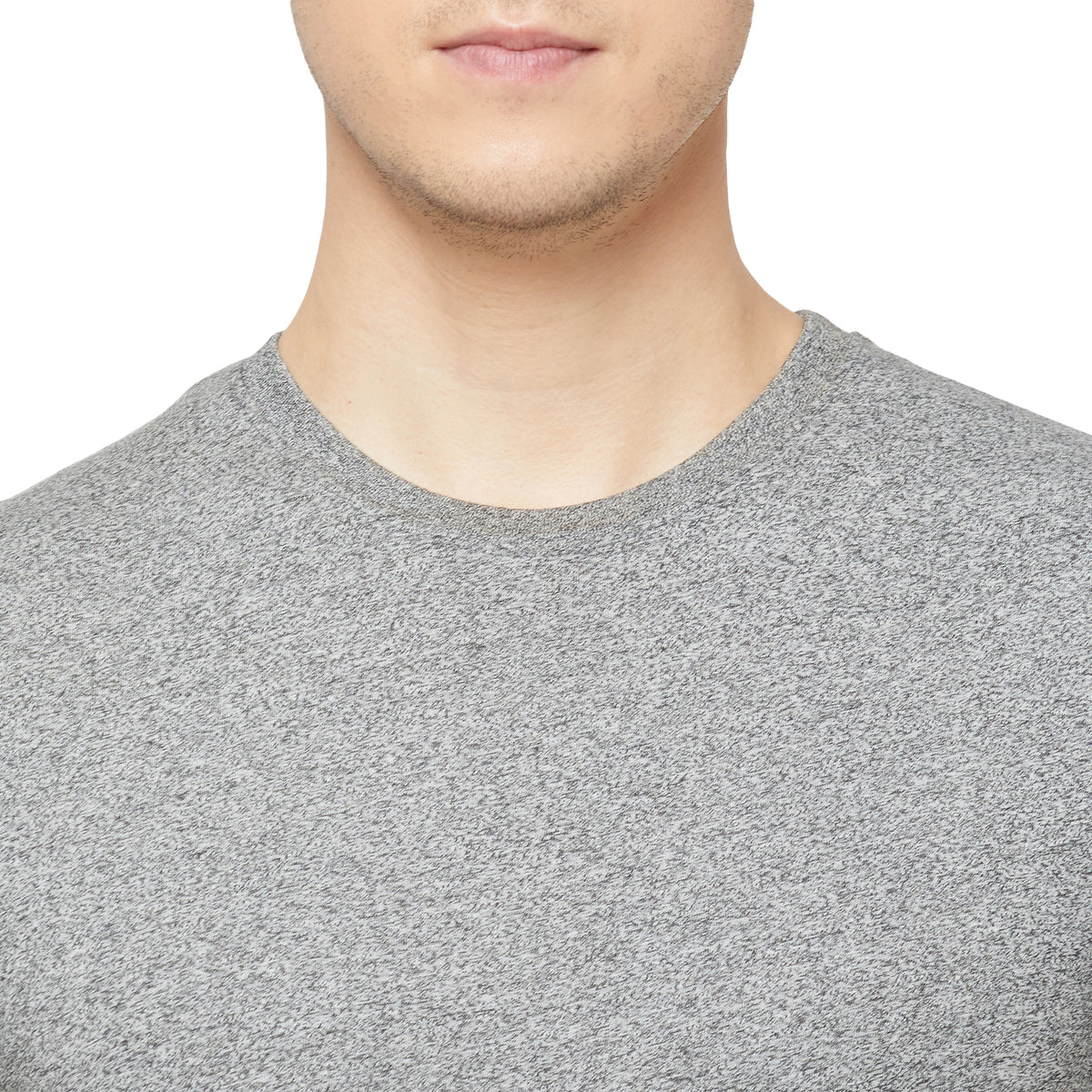 Blue Cotton  Bermuda with Zipper Pockets + Grey Solid T-Shirt Combo
