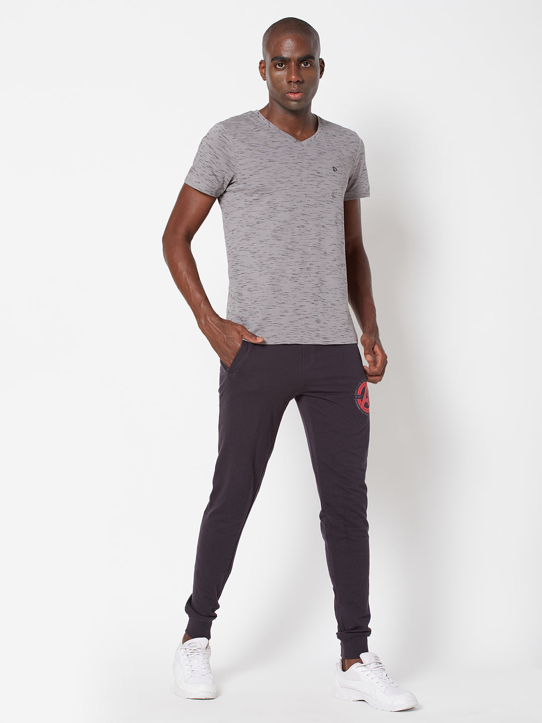 Cotton Blend Tees – Round & V-Neck (Grey With Flakes + Pure Red)