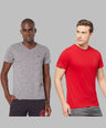 Cotton Blend Tees – Round & V-Neck (Grey With Flakes + Pure Red)