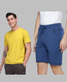 Maize Round Neck  Tee & Blue Denim Bermuda Shorts