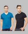 Cotton Blend Tees – Round & V-Neck (Sapphire Blue + Black)