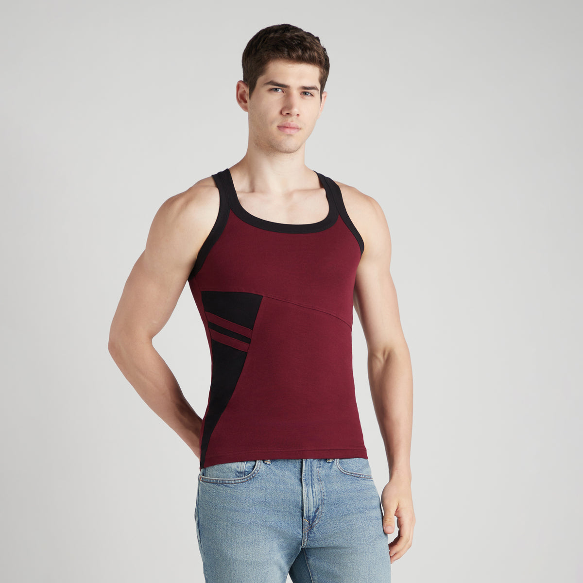 Men's Gym Vests with Side Contrast Panel