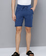 Blue Cotton Bermuda with Zipper Pockets + Red Solid T-Shirt Combo