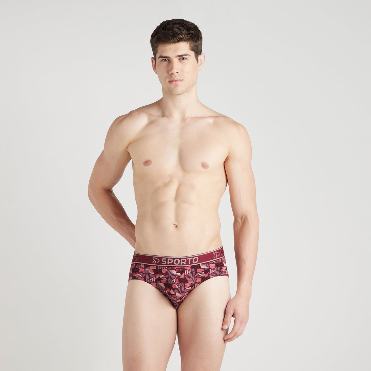 Sporto Men's Printed Spandex Brief Multicolour Pack of 3
