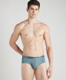 Sporto Metal Brief for Men | Cotton Spandex Mid-Rise Brief with Soft Shiny Waistband | Pack of 2 (Blue Slate & Wine)