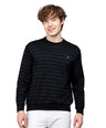 Sporto Men's Ribbed stripe Round Neck Black Sweatshirt