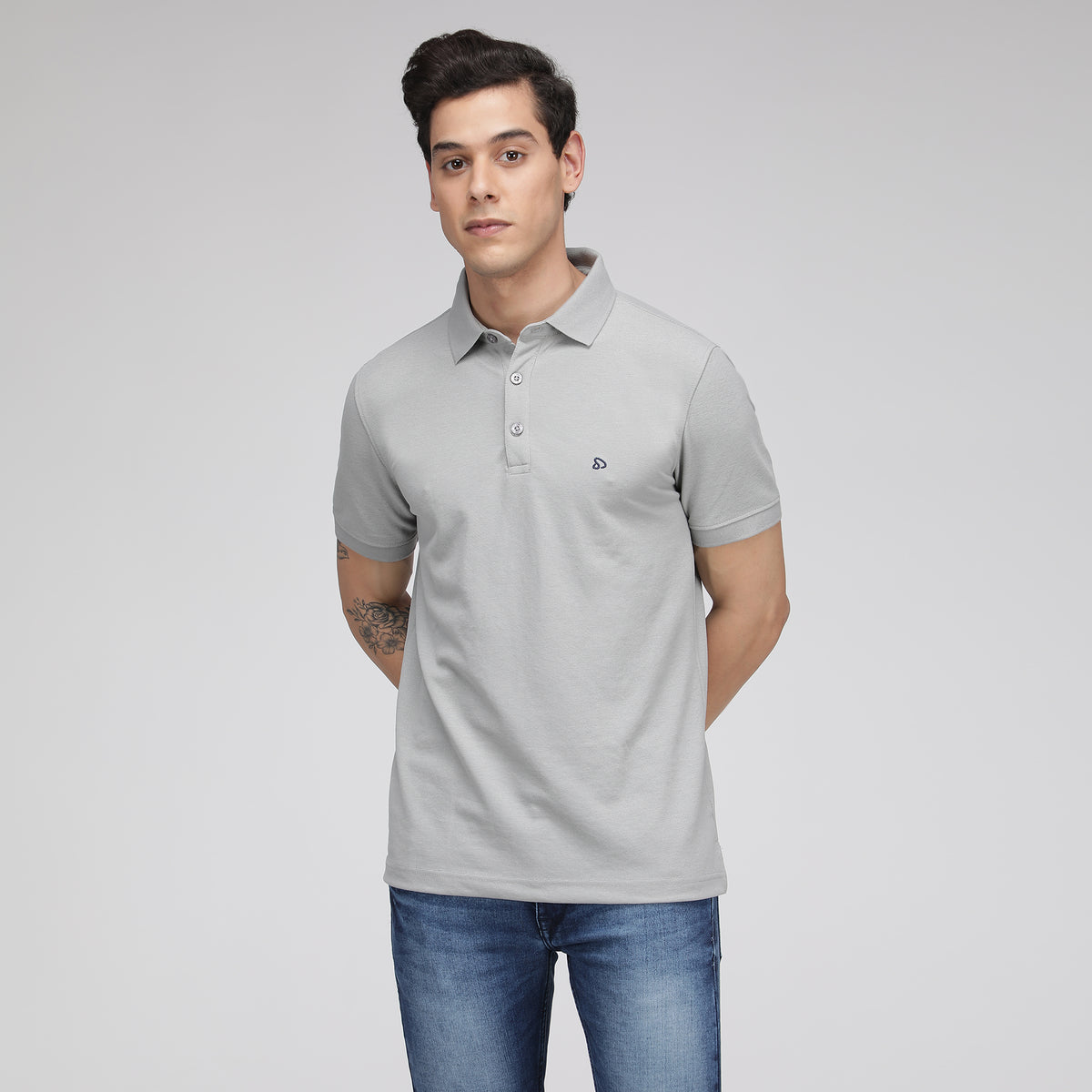 Grey Polo & White Instacool Round Neck T-Shirt – Combo Pack