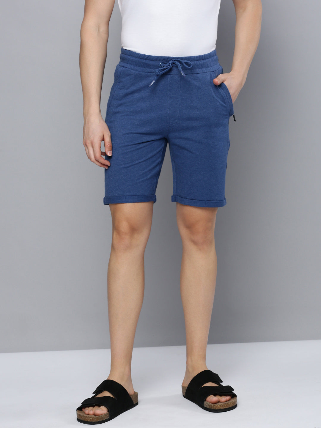 Maize Round Neck  Tee & Blue Denim Bermuda Shorts