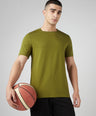 Sporto Men's Fluyid Cotton Round Neck T-shirt - Olive Branch