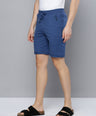 Blue Cotton Bermuda with Zipper Pockets + Red Solid T-Shirt Combo