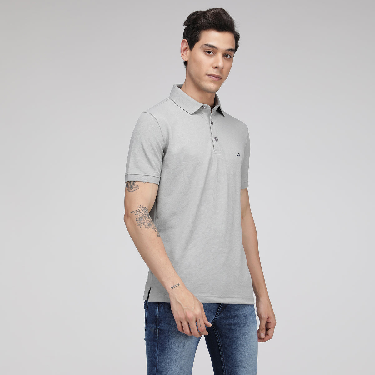 Grey Polo & White Instacool Round Neck T-Shirt – Combo Pack
