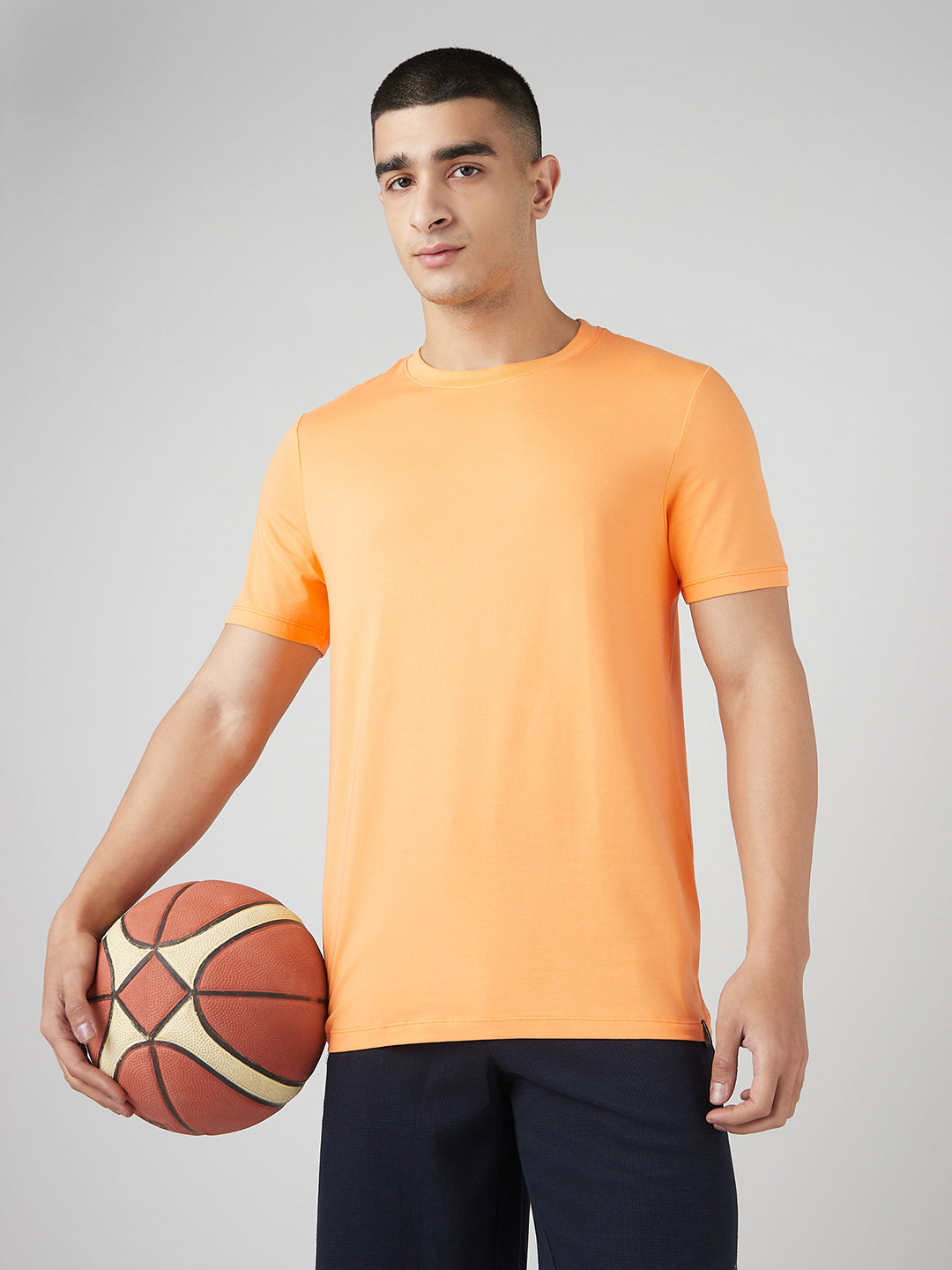 Sporto Men's Fluyid Cotton Round Neck T-shirt - Musk Melon