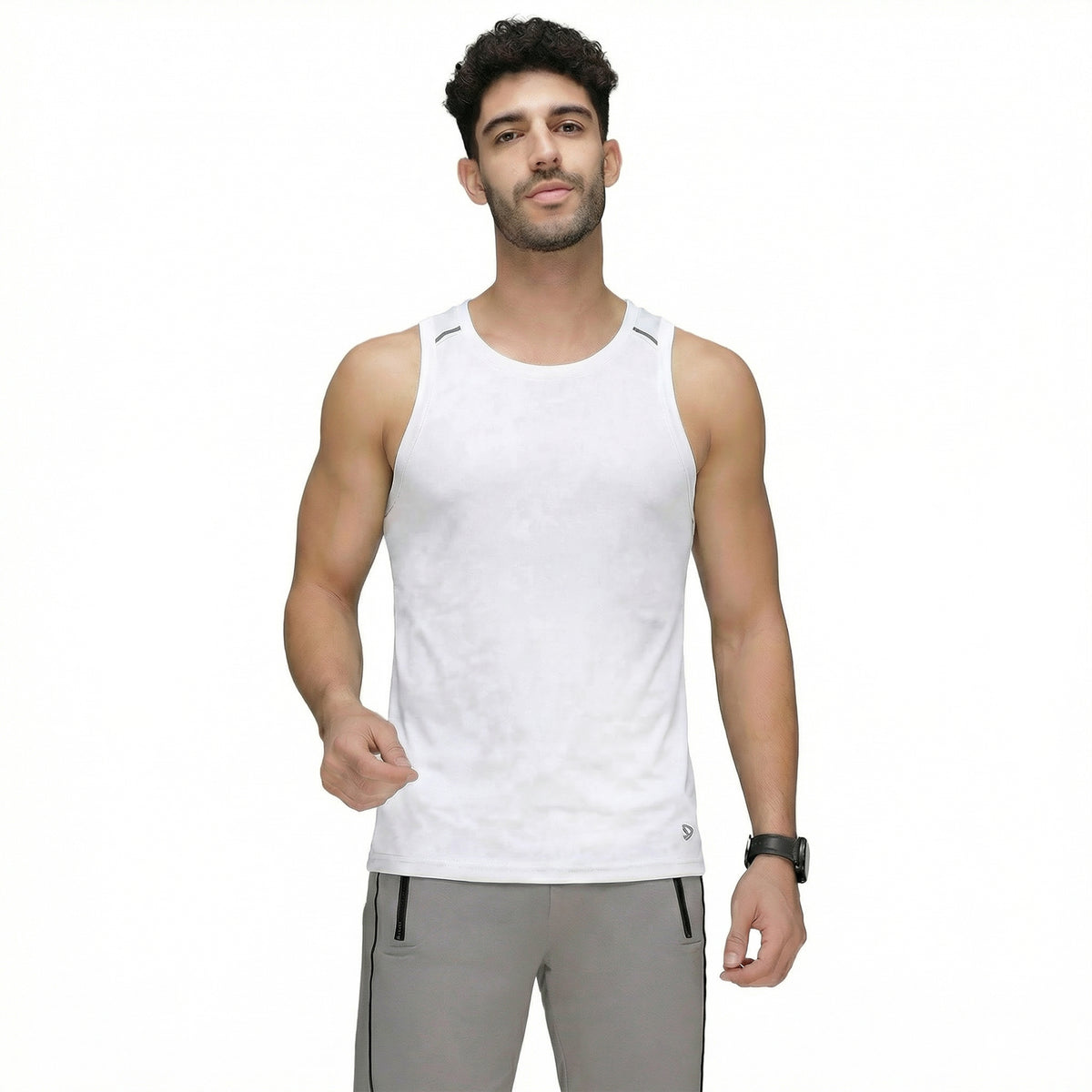 Sporto Men's InstaCool WHT  Solid Muscle Vest Anti odour and Moisture Wicking