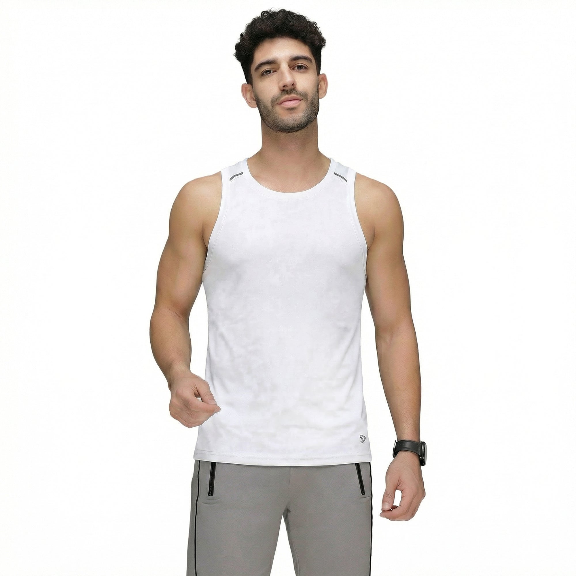 Sporto Men's InstaCool WHT  Solid Muscle Vest Anti odour and Moisture Wicking