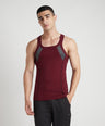 Sporto Men's  Cotton  Gym Vest with Side Contrast  Panel Multicolour Pack of 2