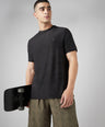 Instacool Printed Jersey Tee with Side Mesh - Black