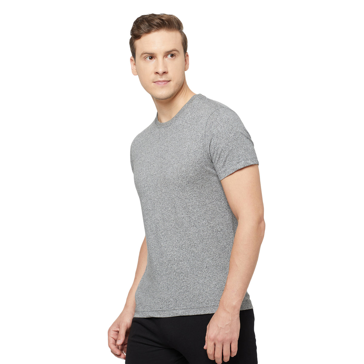 Blue Cotton  Bermuda with Zipper Pockets + Grey Solid T-Shirt Combo