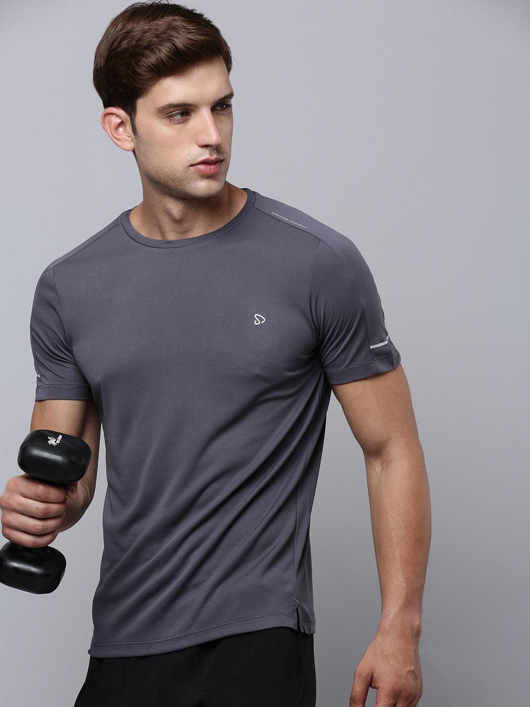 Sporto Men's Insta cool Solid Jersey tee - Charcoal