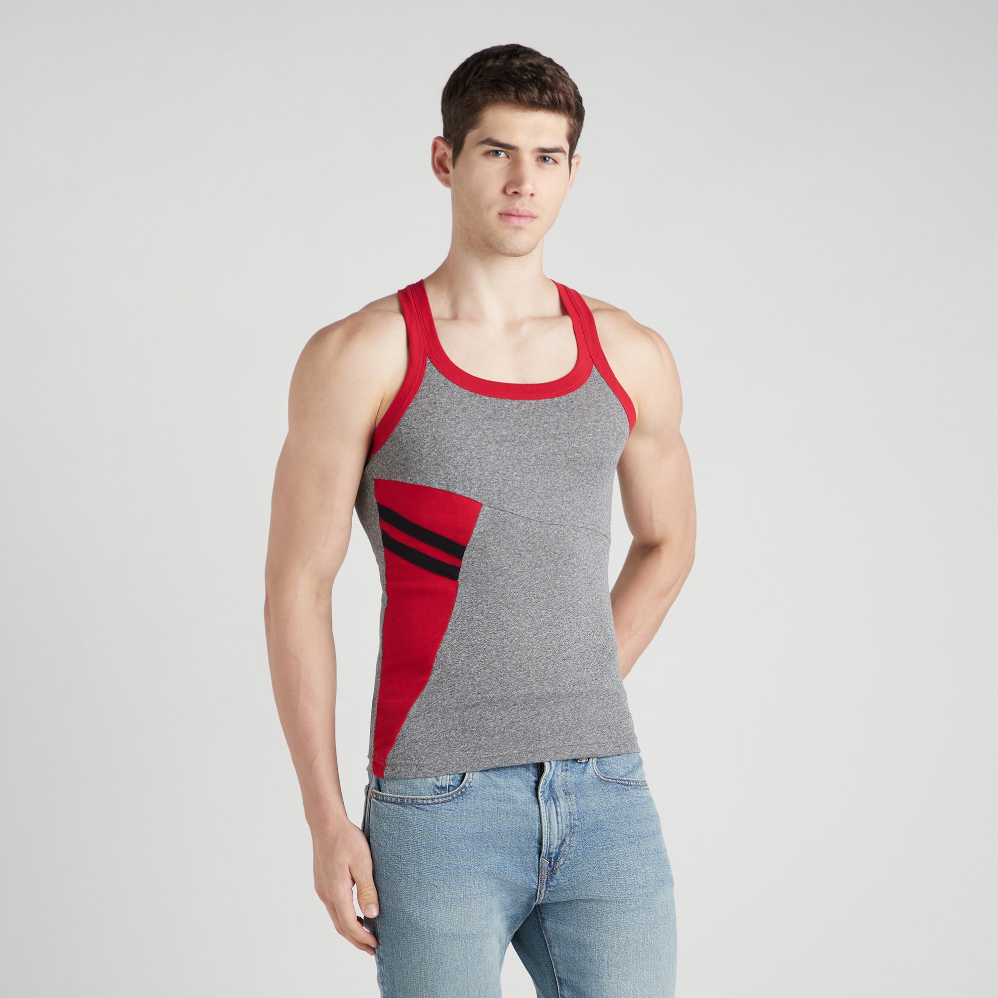 Men's Gym Vests with Side Contrast Panel